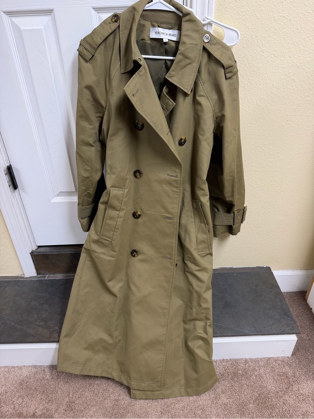 NWOT Veronica Beard Olive Green Double-Breasted Trench Coat